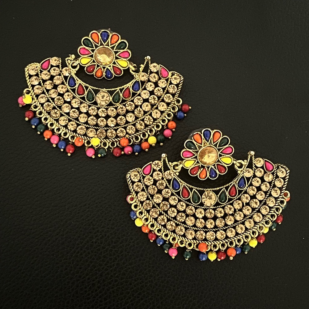 Colorful Gold-Tone Statement Earrings